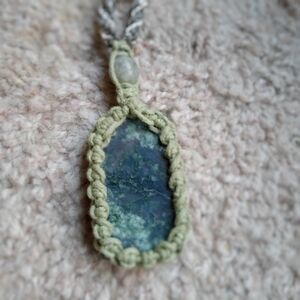 Handcrafted Green Stone Pendant Necklace